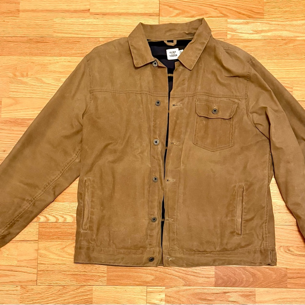 Flint and Tinder Flannel-Lined Waxed Trucker Jacket